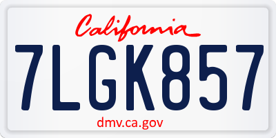 CA license plate 7LGK857