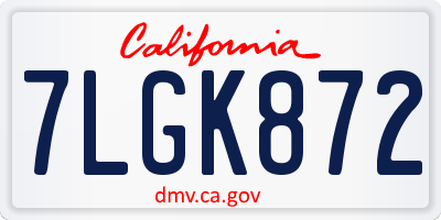 CA license plate 7LGK872