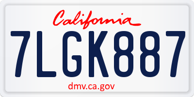 CA license plate 7LGK887