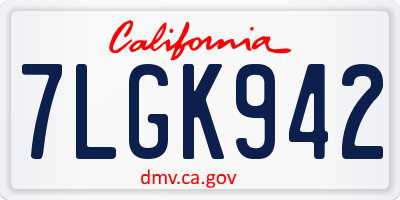 CA license plate 7LGK942