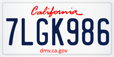 CA license plate 7LGK986