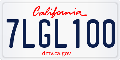 CA license plate 7LGL100