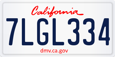 CA license plate 7LGL334