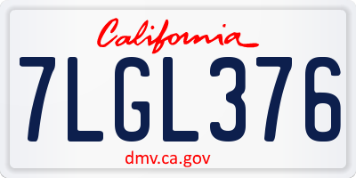 CA license plate 7LGL376