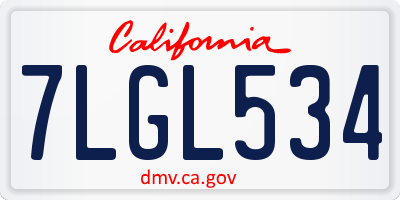 CA license plate 7LGL534
