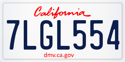 CA license plate 7LGL554
