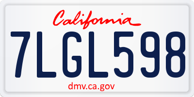 CA license plate 7LGL598