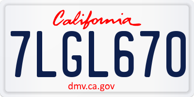 CA license plate 7LGL670