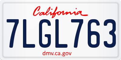 CA license plate 7LGL763