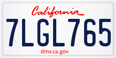 CA license plate 7LGL765
