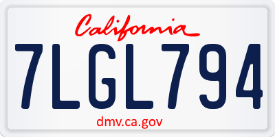 CA license plate 7LGL794