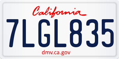 CA license plate 7LGL835