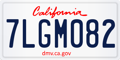 CA license plate 7LGM082