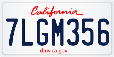 CA license plate 7LGM356