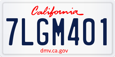 CA license plate 7LGM401