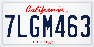 CA license plate 7LGM463