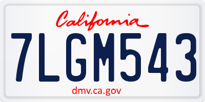 CA license plate 7LGM543