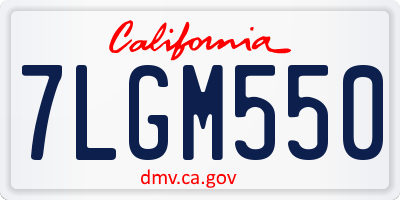 CA license plate 7LGM550