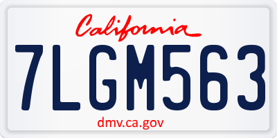 CA license plate 7LGM563