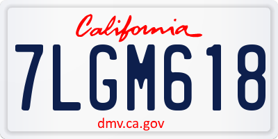 CA license plate 7LGM618
