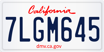 CA license plate 7LGM645