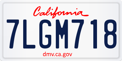 CA license plate 7LGM718