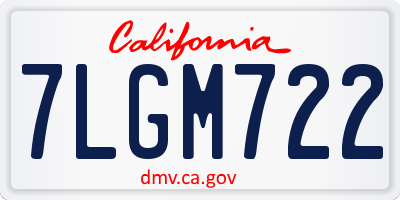 CA license plate 7LGM722