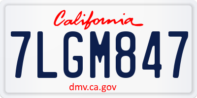 CA license plate 7LGM847