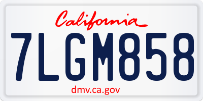 CA license plate 7LGM858