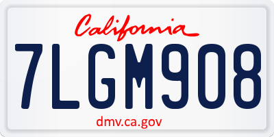 CA license plate 7LGM908