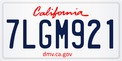 CA license plate 7LGM921
