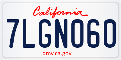 CA license plate 7LGN060