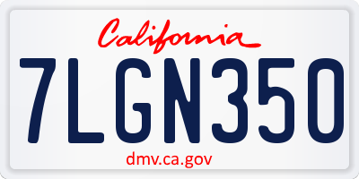 CA license plate 7LGN350