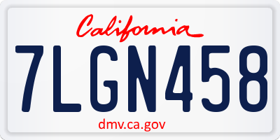 CA license plate 7LGN458