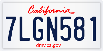 CA license plate 7LGN581