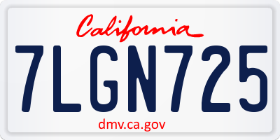 CA license plate 7LGN725