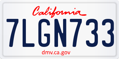 CA license plate 7LGN733