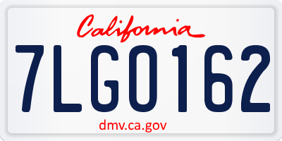 CA license plate 7LGO162