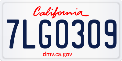 CA license plate 7LGO309