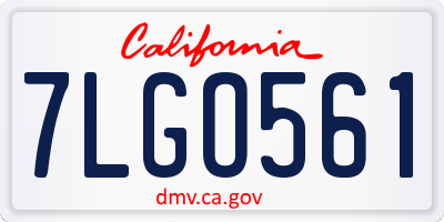 CA license plate 7LGO561