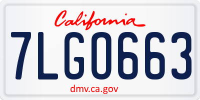 CA license plate 7LGO663