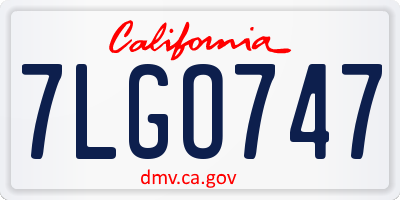 CA license plate 7LGO747