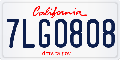 CA license plate 7LGO808