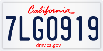 CA license plate 7LGO919