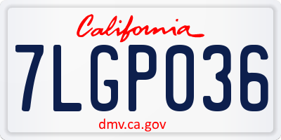 CA license plate 7LGP036