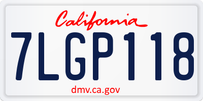 CA license plate 7LGP118