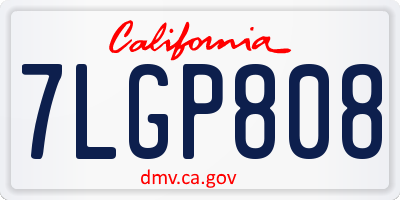 CA license plate 7LGP808