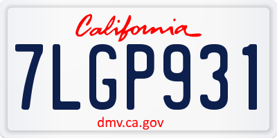 CA license plate 7LGP931