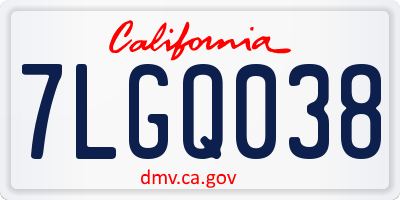CA license plate 7LGQ038