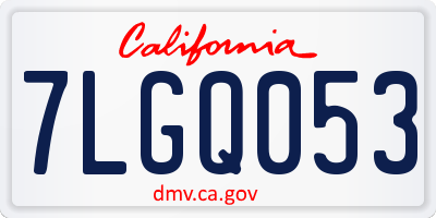 CA license plate 7LGQ053